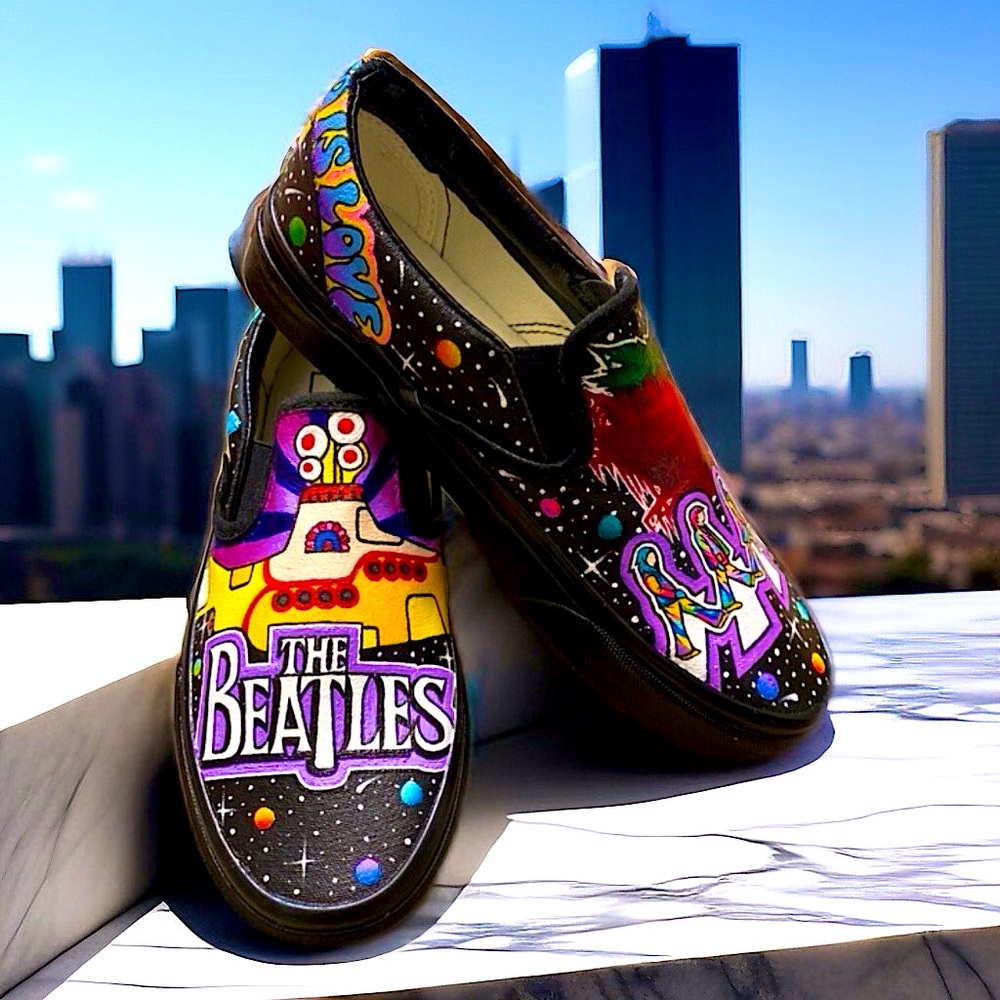 ONE OF A KIND!!! Custom hand painted Vans shoes. Beatles edition.